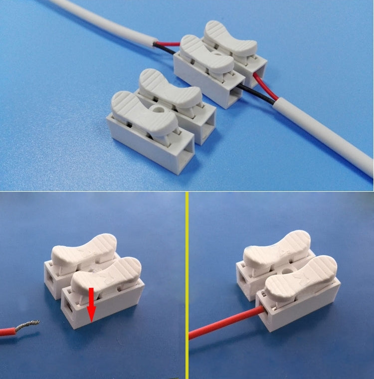 100 PCS 2 Way Push Quick Cable Connector Terminal Wiring Terminal 220V 2A(White) by buy2fix