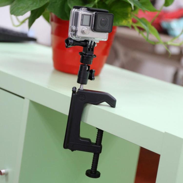 Desktop Fixed Clamp Holder Mount with Tripod Adapter for GoPro, Insta360, DJI and Other Action Cameras, Clamp Size: 1 - 6 cm by buy2fix