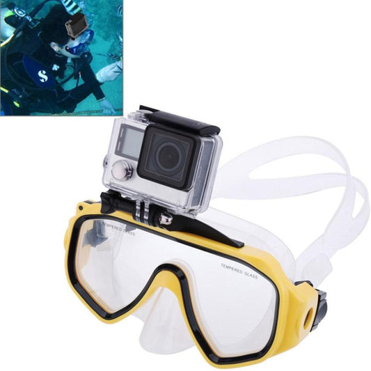 Water Sports Diving Equipment Diving Mask Swimming Glasses with Mount for GoPro, Insta360, DJI and Other Action Cameras(Yellow) by buy2fix