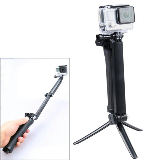 3-Way Multi Function Extendable Monopod Tripod Folding Rotating Arm Camera Handle for GoPro, Insta360, DJI and Other Action Cameras by buy2fix