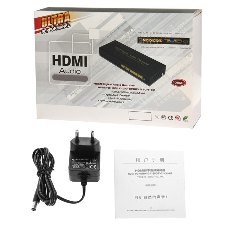 HDMI to HDMI + Audio (SPDIF + R/L) Converter (EU Plug)(Black) by buy2fix