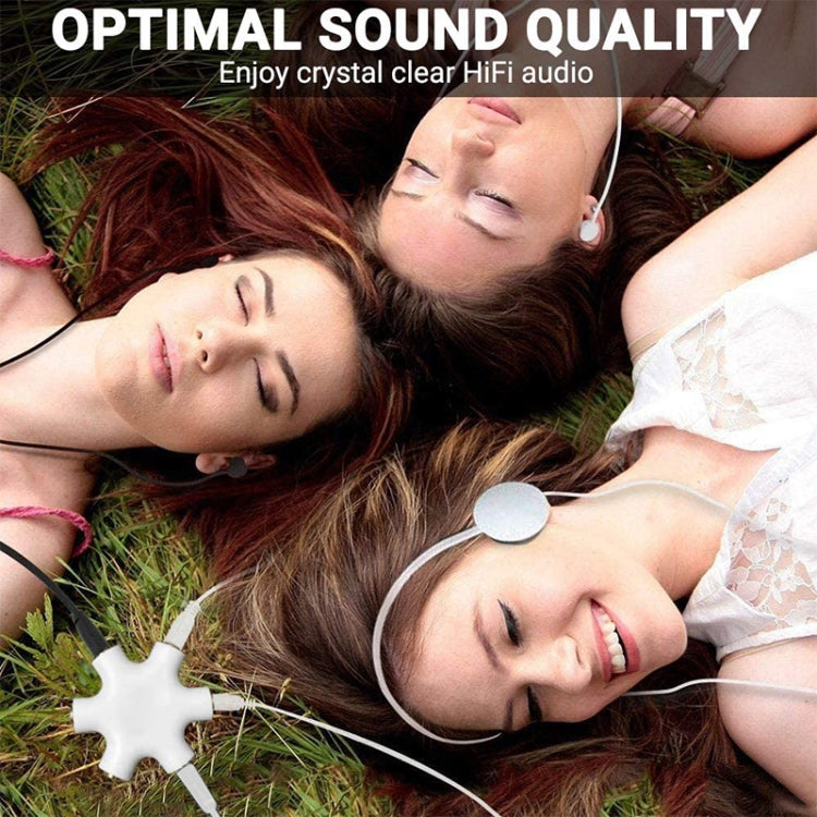 6 Ports Audio Splitter Headphone Connector, Compatible with Phones, Tablets, Headphones, MP3 Player, Car/Home Stereo & More,(White) by buy2fix
