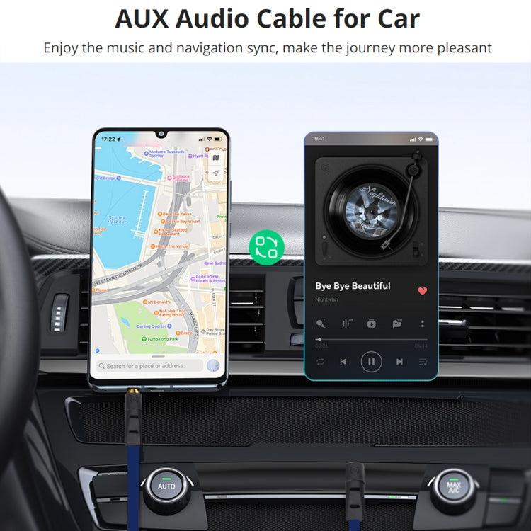 1m Noodle Style Aux Audio Cable 3.5mm Male to Male, Compatible with Phones, Tablets, Headphones, MP3 Player, Car/Home Stereo & More(Dark Blue) by buy2fix