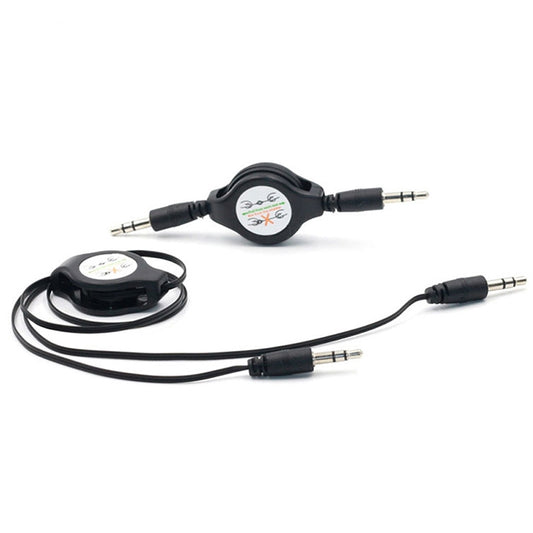 3.5mm Retractable Aux Audio Cable, Compatible with Phones, Tablets, Headphones, MP3 Player, Car/Home Stereo & More, Length: 11cm to 80cm(Black) by buy2fix