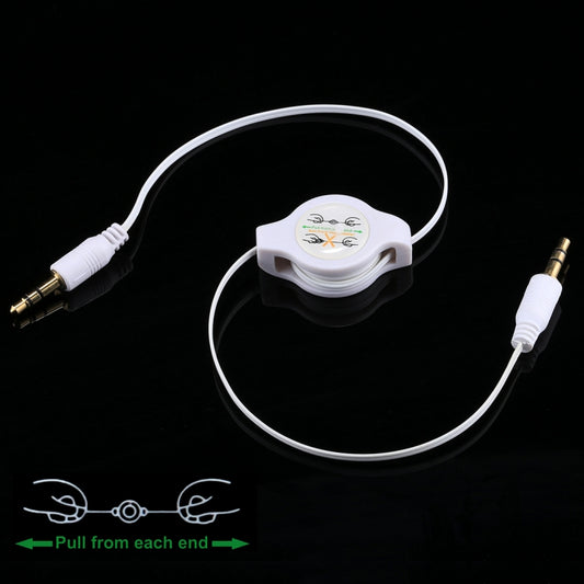 Aux Audio Cable 3.5mm Male to Male Retractable Cord, Compatible with Phones, Tablets, Headphones, MP3 Player, Car/Home Stereo & More, Length: 11cm to 80cm(White) by buy2fix