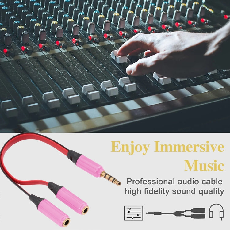 Noodle Style Aux Audio Cable 3.5mm Male to 2 x Female Splitter Connector, Compatible with Phones, Tablets, Headphones, MP3 Player, Car/Home Stereo & More(Pink) by buy2fix