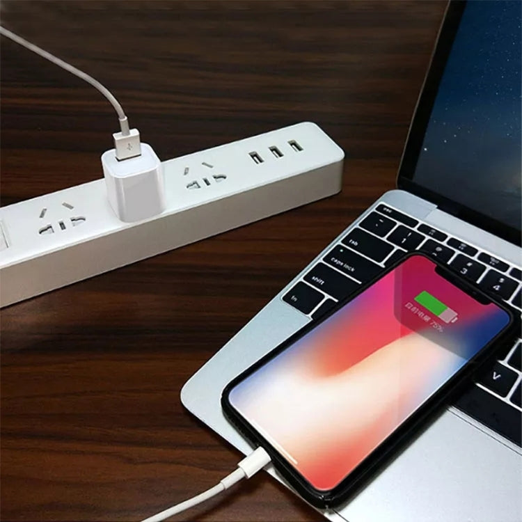 2 in 1 5V 1A US Plug Travel Charger Adapter with 1m 8-pin Cable For iPhone(White) by buy2fix