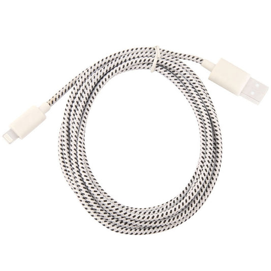 1m Nylon Netting USB Data Transfer Charging Cable For iPhone, iPad, Compatible with up to iOS 15.5(White) by buy2fix