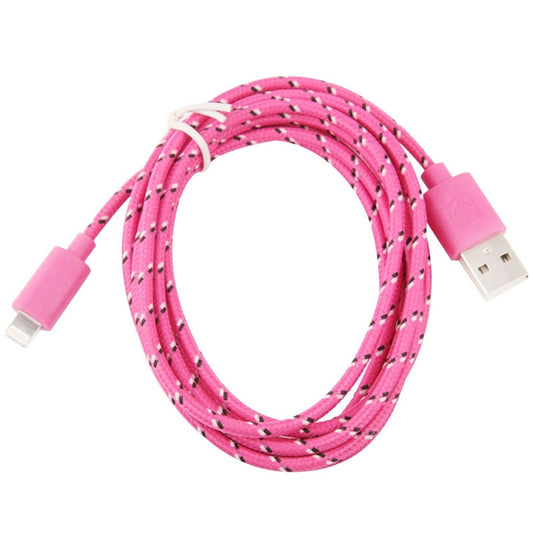 2m Nylon Netting USB Data Transfer Charging Cable For iPhone, iPad(Magenta) by buy2fix