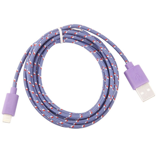 2m Nylon Netting USB Data Transfer Charging Cable For iPhone, iPad(Purple) by buy2fix
