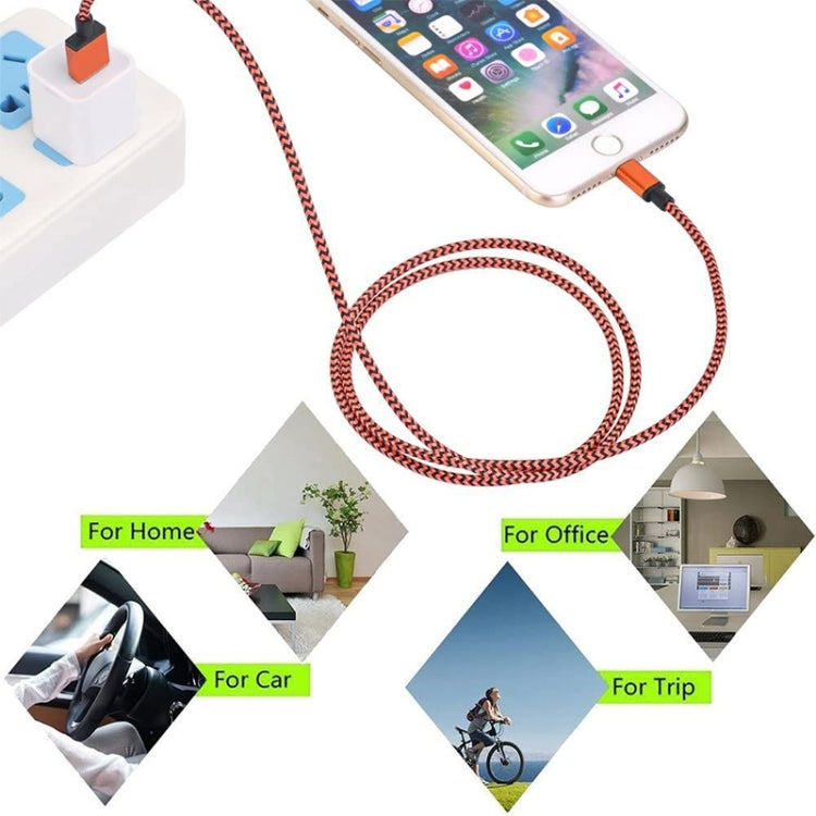 2A Woven Style USB to 8 Pin Sync Data / Charging Cable, Cable Length: 1m(Orange) by buy2fix