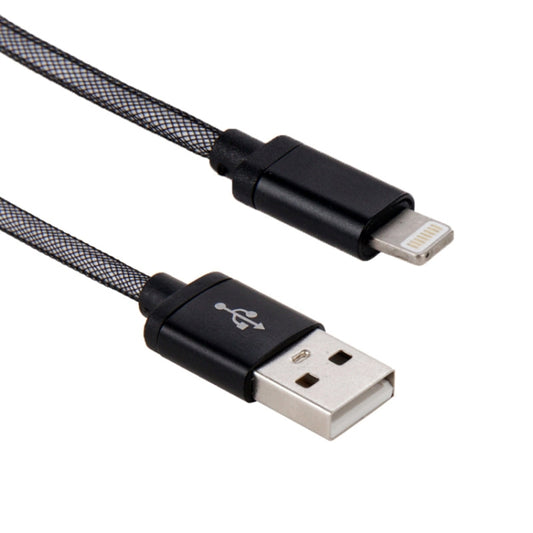 Net Style Metal Head USB to 8 Pin Data / Charger Cable, Cable Length: 25cm(Black) by buy2fix