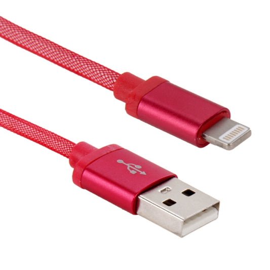 Net Style Metal Head USB to 8 Pin Data / Charger Cable, Cable Length: 25cm(Red) by buy2fix