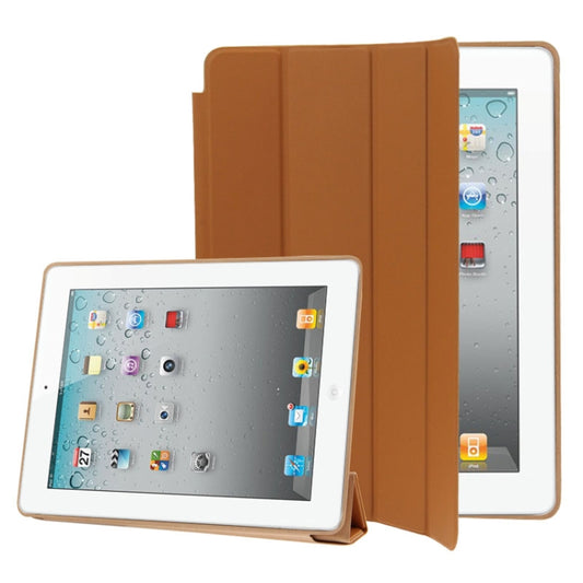 4-folding Slim Smart Cover Leather Case with Holder & Sleep / Wake-up Function for iPad 4 / New iPad (iPad 3) / iPad 2(Brown) - iPad 4 & 3 & 2 Cases by buy2fix | Online Shopping UK | buy2fix
