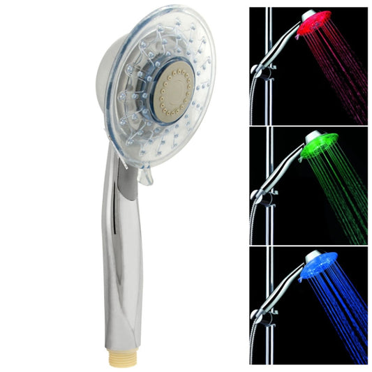Temperature Detectable 3-Color (Green / Blue / Red) LED Shower Head, No Battery by buy2fix