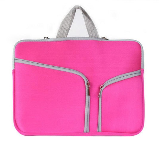 Double Pocket Zip Handbag Laptop Bag for Macbook Air 13 inch(Magenta) by buy2fix