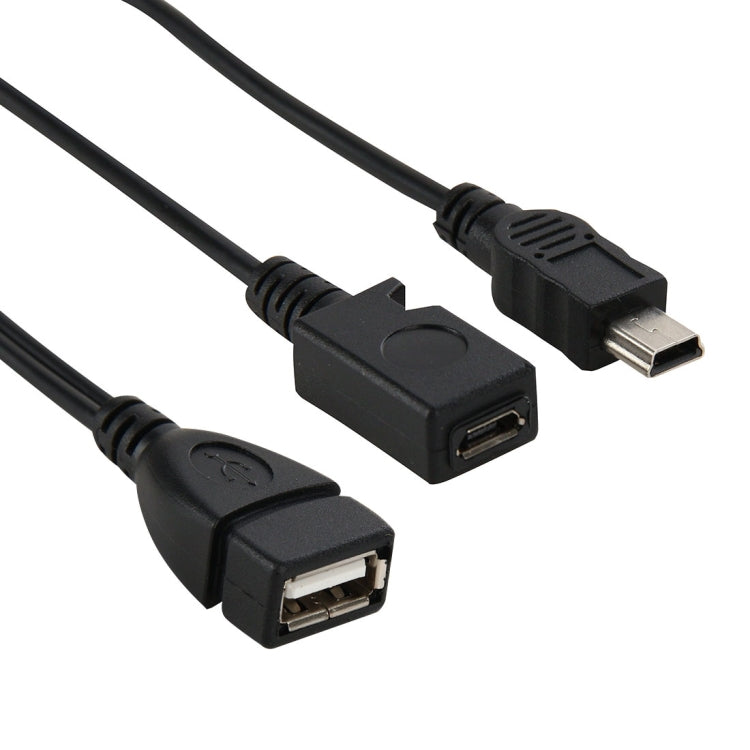 USB 2.0 Female to Mini USB AM + Micro 5 Pin AF Cable, Length: 20cm by buy2fix