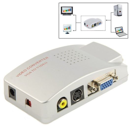 High Resolution VGA Video Conversion VGA to Video S-Video / PC to TV (VGA to AV ) Converter Box by buy2fix