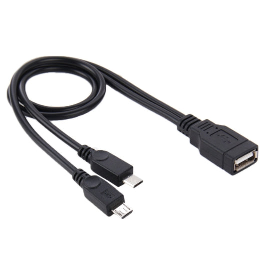 USB 2.0 Female to 2 Micro USB Male Cable, Length: About 30cm by buy2fix