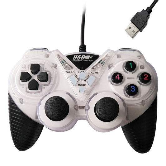 Wired Vibration Gamepad PC USB Controller Joystick Game Handle(White) by buy2fix