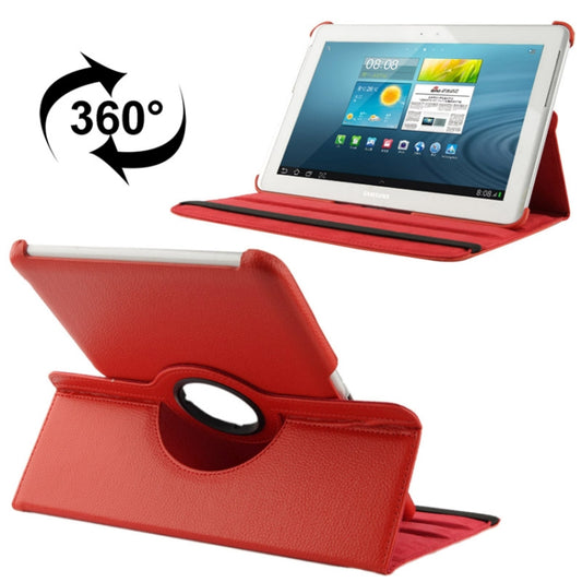 360 Degree Rotatable Litchi Texture Leather Case with Holder for Galaxy Tab 2 (10.1) / P5100(Red) by buy2fix
