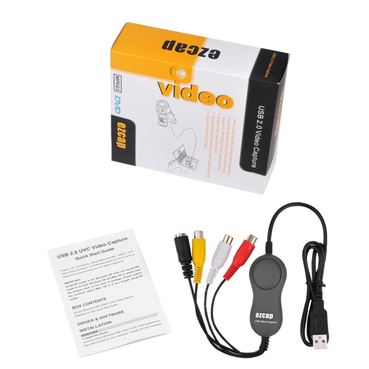 Ezcap USB 2.0 Video Capture, Support MPEG 2 Recording Format, TV System: PAL / NTSC(Grey) by Ezcap