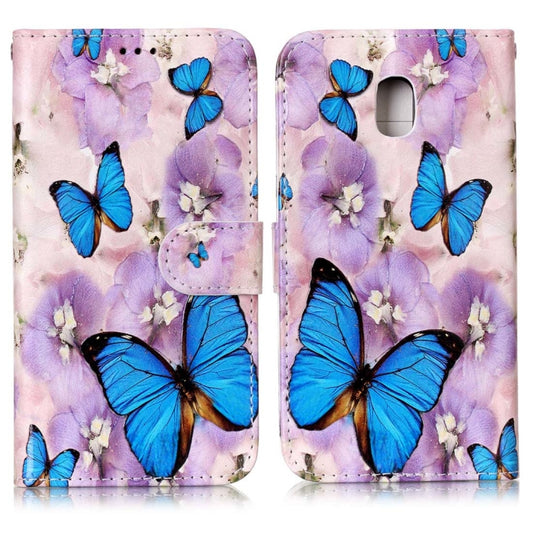 For Galaxy J5 (2017) (EU Version) Gloss Oil Embossed Purple Butterfly Pattern Horizontal Flip Leather Case with Holder & Card Slots & Wallet & Photo Frame by buy2fix