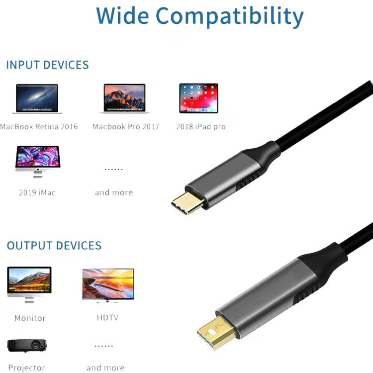 1.8m Mini DisplayPort Male to USB-C / Type-C Male Adapter Cable by buy2fix