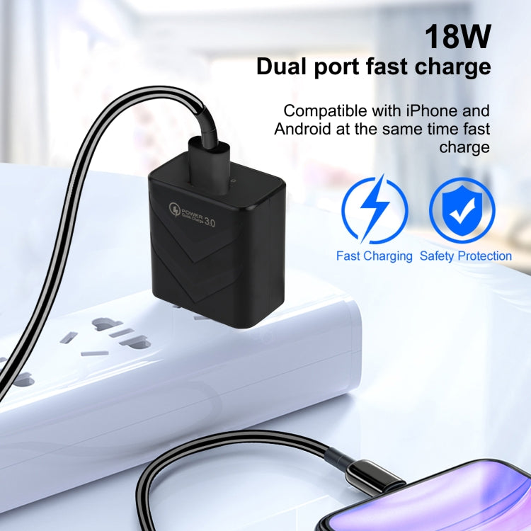 LZ-715 18W QC3.0 USB Single Port Fast Travel Charger, US Plug (Black) by buy2fix