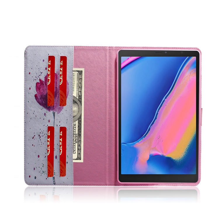 Purple Orchids Pattern Horizontal Flip Leather Case for Galaxy Tab A 8 (2019) / P200 / P205, with Holder & Card Slot & Wallet by buy2fix