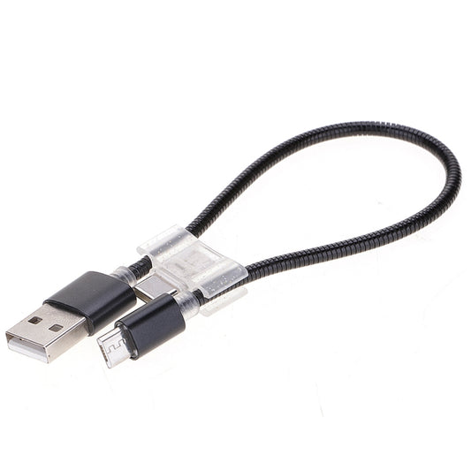 24cm 2A Micro USB + USB-C / Type-C to USB Flexible Data Charging Cable(Black) by buy2fix