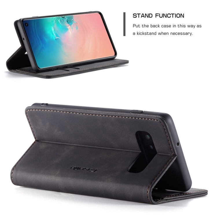 CaseMe-013 Multifunctional Retro Frosted Horizontal Flip Leather Case for Galaxy S10, with Card Slot & Holder & Wallet (Black) by CaseMe