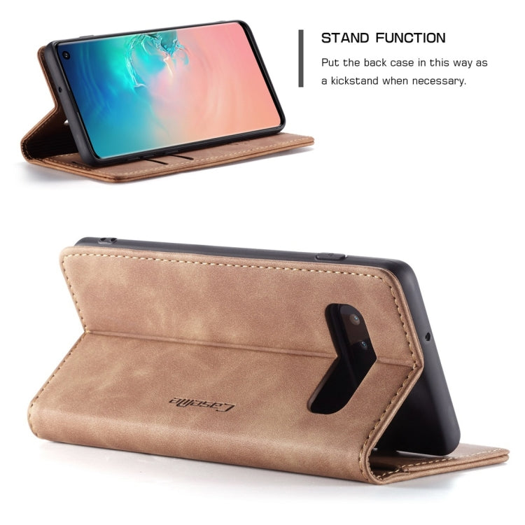 CaseMe-013 Multifunctional Retro Frosted Horizontal Flip Leather Case for Galaxy S10, with Card Slot & Holder & Wallet (Brown) by CaseMe