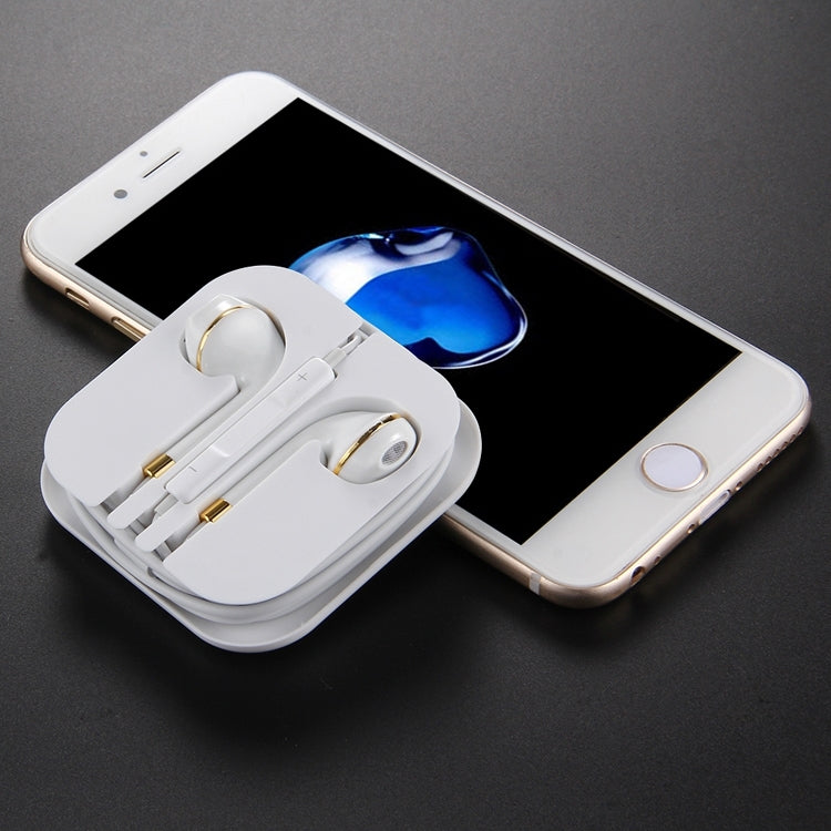 White Wire Body 3.5mm In-Ear Earphone with Line Control & Mic(Gold) by buy2fix