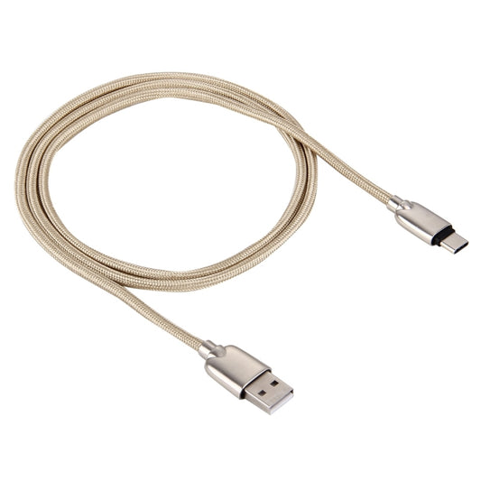 1M Woven Style Metal Head 108 Copper Cores USB-C / Type-C to USB Data Sync Charging Cable (Gold) by buy2fix