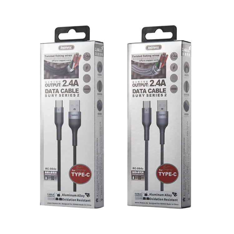REMAX RC-064a Sury 2 Series 1m 2.4A USB to USB-C / Type-C Fast Charging Data Cable(Black) by REMAX