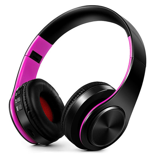LPT660 Wireless Folding Sports Stereo Music Bluetooth Phones Earphones Support TF Card (Rose Red) by buy2fix