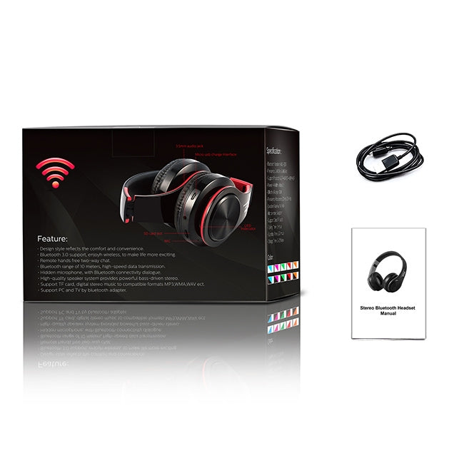 LPT660 Wireless Folding Sports Stereo Music Bluetooth Phones Earphones Support TF Card (Red) by buy2fix
