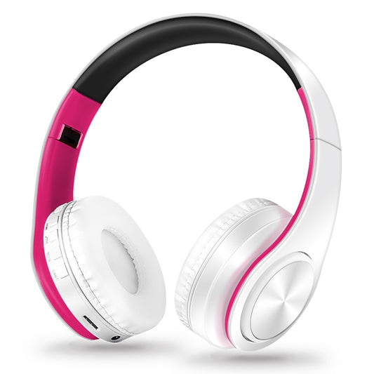 LPT660 Wireless Folding Sports Stereo Music Bluetooth Phones Earphones Support TF Card (Rose Red) by buy2fix