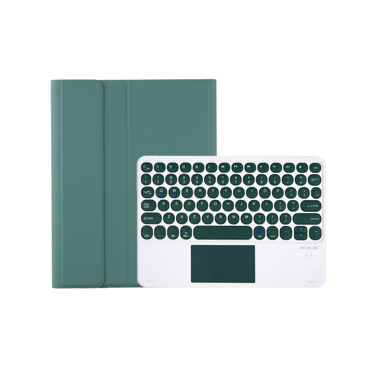 For iPad 11 2025 / 10th Gen 10.9 2022 YA10B-A Lambskin Texture Bluetooth Touch Keyboard Leather Tablet Case with Pen Slot (Dark Green) by buy2fix