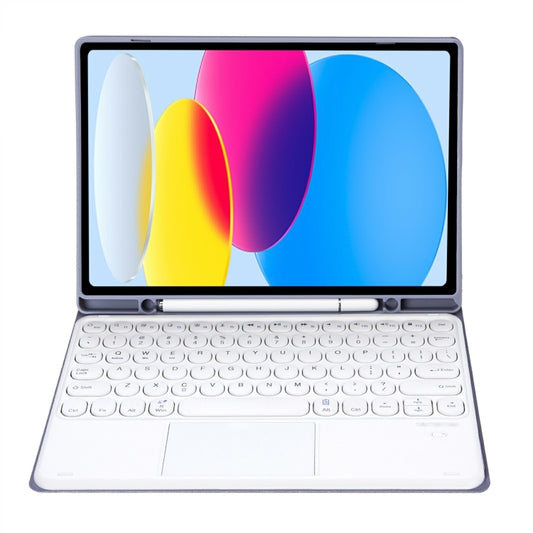 For iPad 11 2025 / 10th Gen 10.9 2022 YA10B-A Lambskin Texture Bluetooth Touch Keyboard Leather Tablet Case with Pen Slot (Purple) by buy2fix