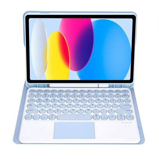 For iPad 11 2025 / 10th Gen 10.9 2022 YA10B-A Lambskin Texture Bluetooth Touch Keyboard Leather Tablet Case with Pen Slot (Baby Blue) by buy2fix