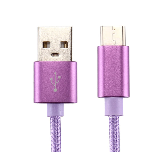 Knit Texture USB to USB-C / Type-C Data Sync Charging Cable, Cable Length: 50cm(Purple) by buy2fix