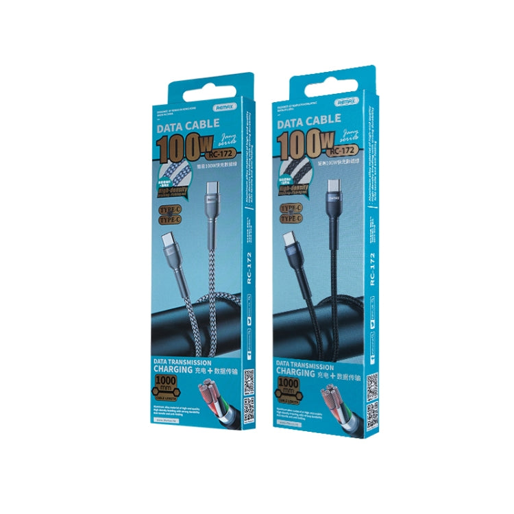 REMAX RC-172 Jany Series 1m PD100W Type-C to USB-C / Type-C Aluminum Alloy Braid Fast Charging Data Cable (Black) by REMAX