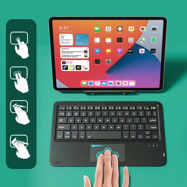 HB119B 10 inch Universal Tablet Wireless Bluetooth Keyboard with Touch Panel (Black) by buy2fix