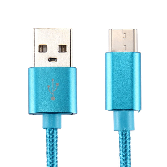 Knit Texture USB to USB-C / Type-C Data Sync Charging Cable, Cable Length: 3m, 3A Total Output, 2A Transfer Data(Blue) by buy2fix
