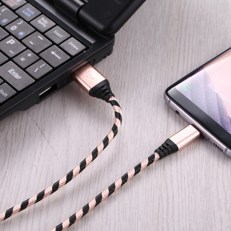 1m USB to USB-C / Type-C Nylon Weave Style Data Sync Charging Cable(Rose Gold) by buy2fix