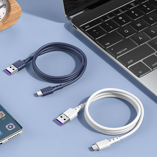 REMAX RC-068a 5A Type-C / USB-C High Elastic TPE Fast Charging Data Cable, Length: 1m (White) by REMAX