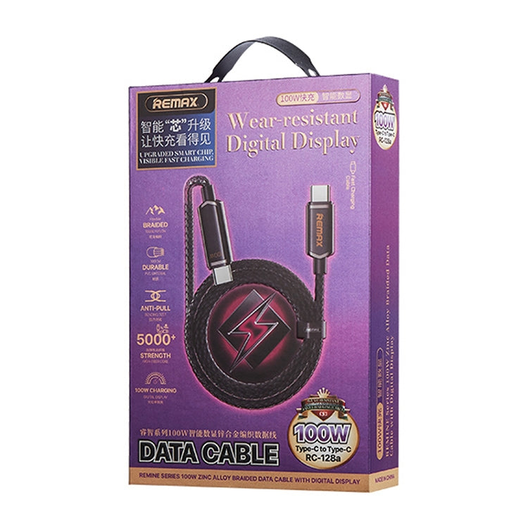 REMAX RC-128a 100W Type-C / USB-C to Type-C / USB-C Intelligent Digital Display Zinc Alloy Braided Charging Data Cable, Length: 1.2m (Tarnish) by REMAX