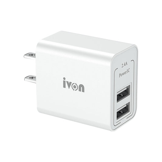 IVON AD36 12W 2.4A Dual USB Port Travel Charger, US Plug by IVON